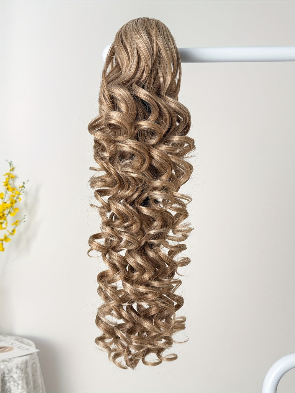 Ponytail Extension Curly 28 Inch Long — Heat Resistant Synthetic Clip In Wrap Around Hairpiece, Voluminous Bouncy Curls for Women Everyday Wear Parties Festivals