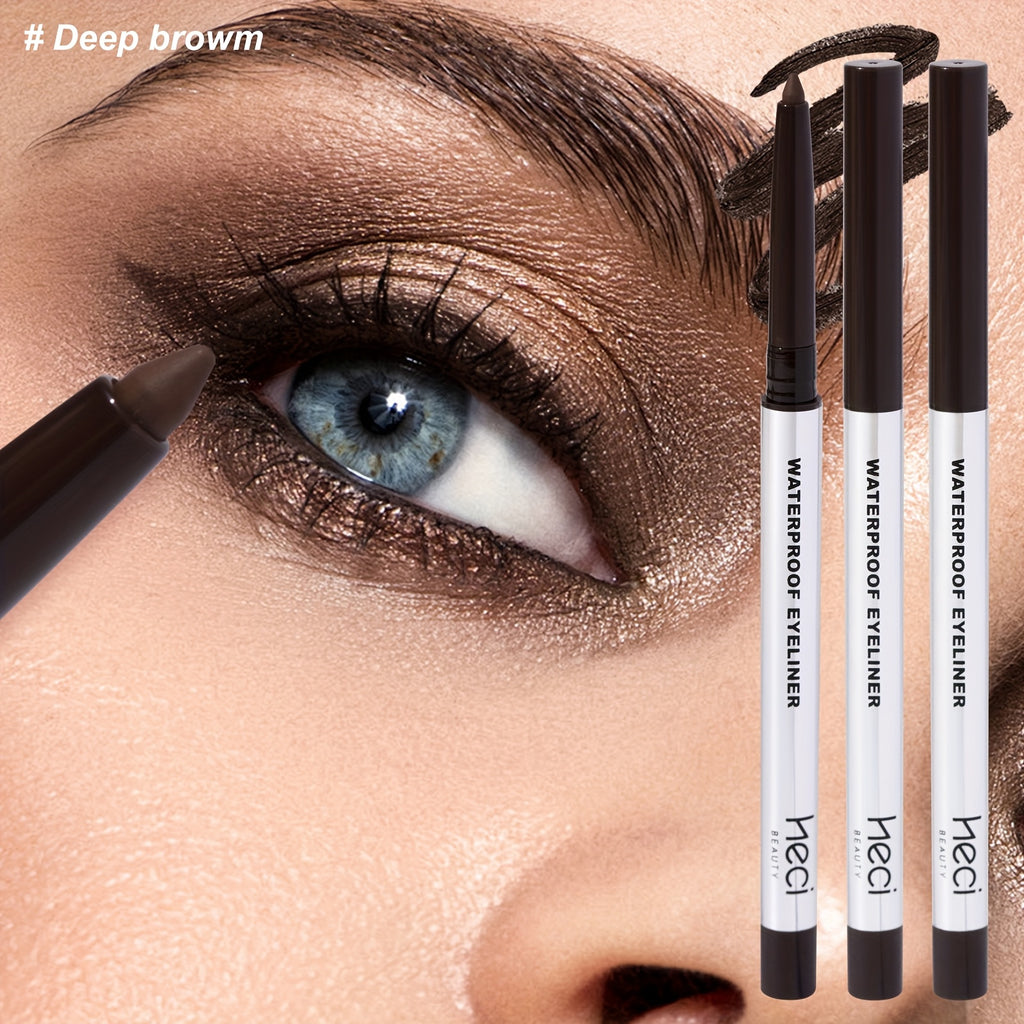 3pcs Waterproof Eyeliner Gel Pen for Sensitive Eyes, Long-Lasting, Quick-dry, Smudge-Proof Gel Cream Formula, Easy Control & Beginner Friendly Eyeliner Pencil, Matte Creamy Texture for Precision Eye Makeup, Summer Gift