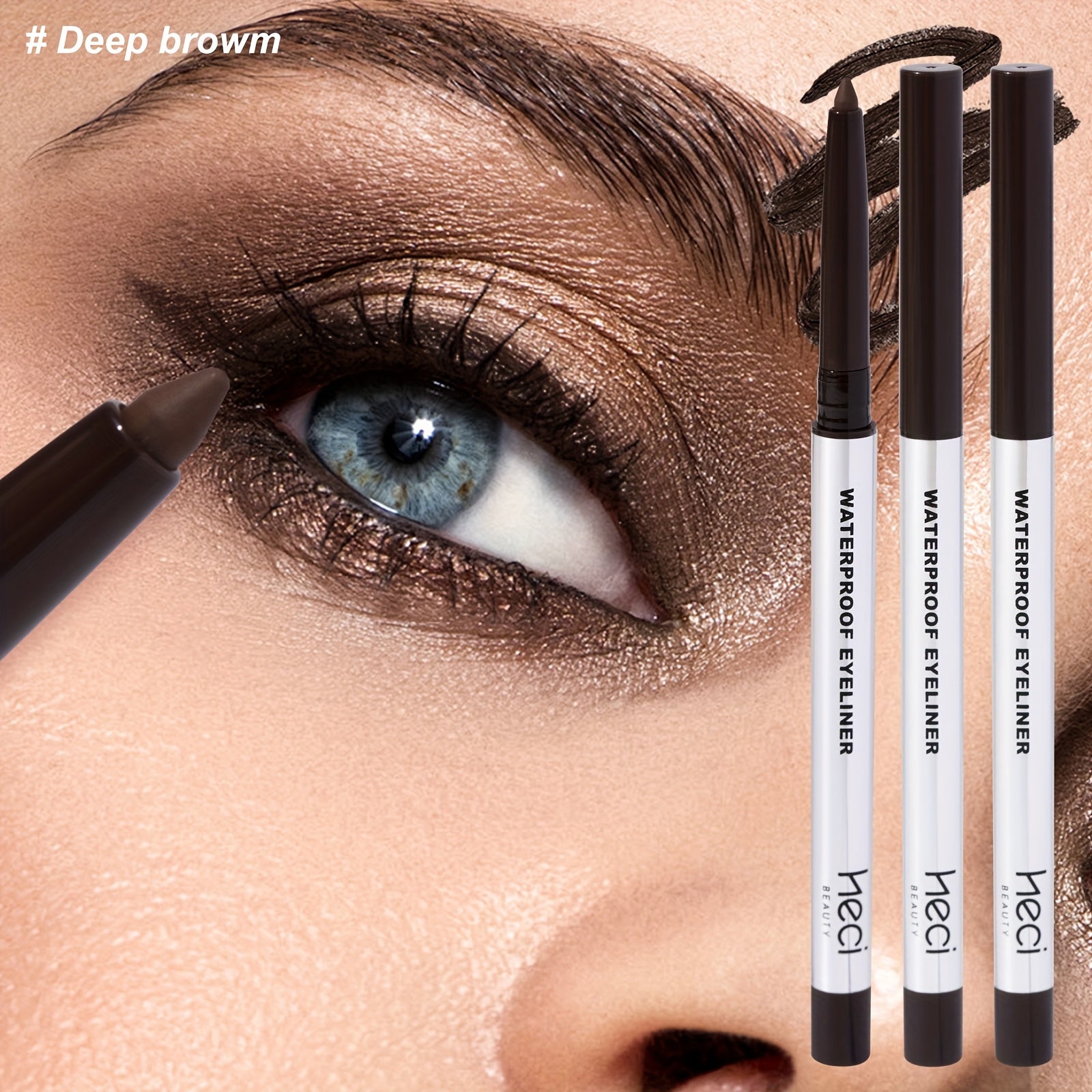 3pcs Waterproof Eyeliner Gel Pen for Sensitive Eyes, Long-Lasting, Quick-dry, Smudge-Proof Gel Cream Formula, Easy Control & Beginner Friendly Eyeliner Pencil, Matte Creamy Texture for Precision Eye Makeup, Summer Gift