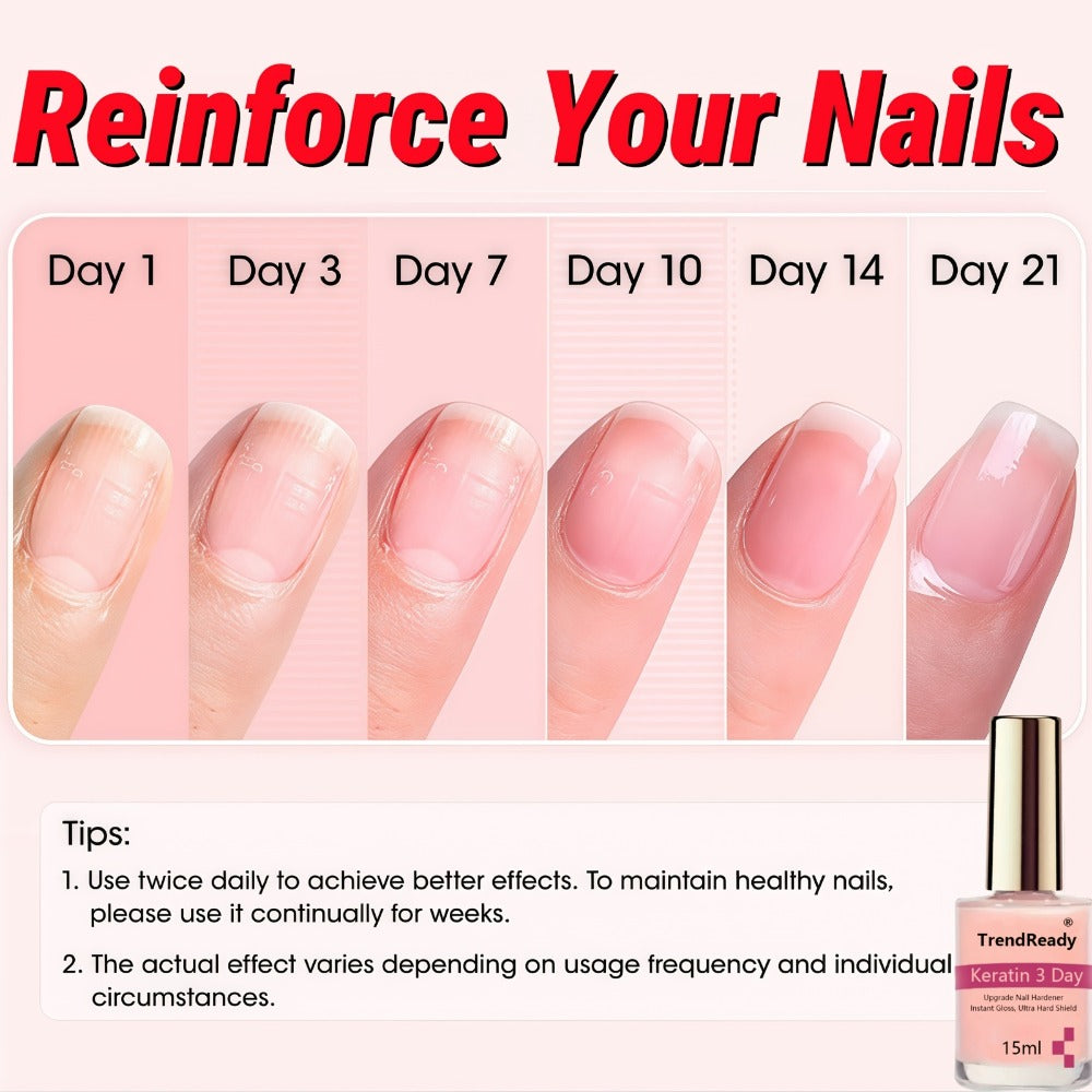Nail Strengthener for Weak Nails: 4-In-1 Natural Nail Protein Hardener Extra Strong And Growth - Long-Lasting And Fast-Drying Polish for Weak, Splitting, And Brittle Nails