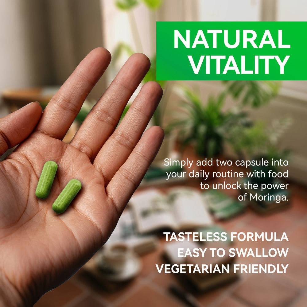 [Limited Offer] Megneta Moringa Capsules - 12000mg Moringa Powder, Rich In Antioxidant, Energy, Skin Health, Gut Health, Immune, 60 Capsules
