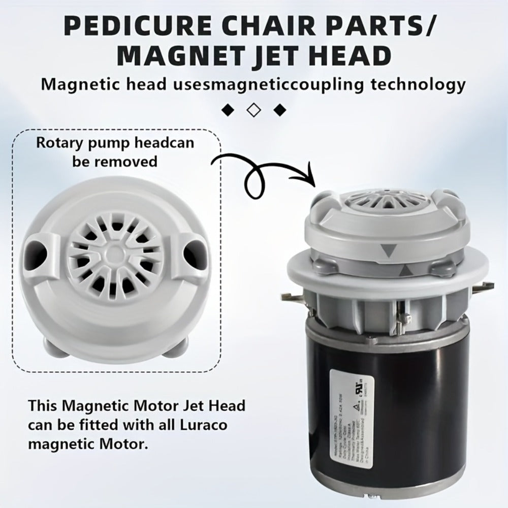 Magnetic Jet Head Motor for Pedicure Spa Chair Replacement Part with Propeller And Cap Pipeless Design for LURACO Durable Plastic Construction Easy to Clean Ideal for Hard Floors Spa Chair Motor Replacement Rotating Jet Head 4 Pin
