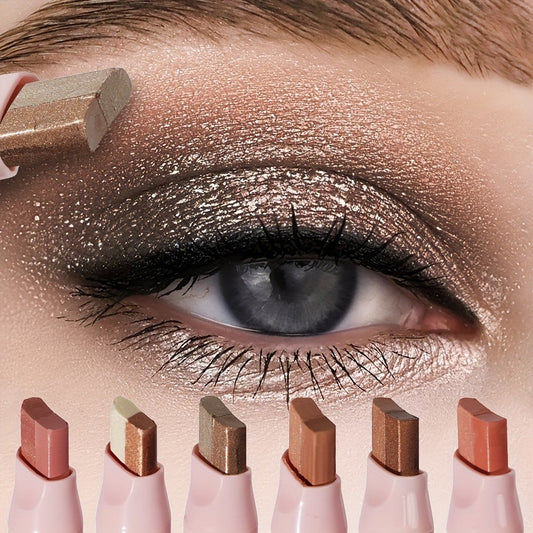 [Perfect Gift] 6pcs Two-Color Eyeshadow Stick, Durable Waterproof, Non-Fading And Non-Smudging, Suitable for Beginners' Carnival Makeup - Perfect Gift for Eyeshadow Lovers, Makeup Essentials, Two-Color System, Bright Color Development, Overlay Coverage