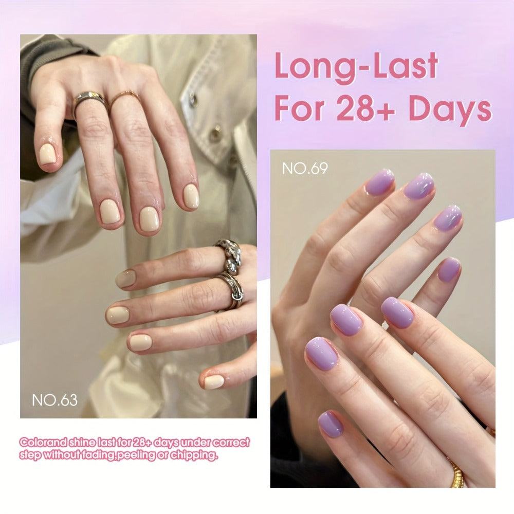 Gel Nail Polish Set 9 Colors - Macaron High Saturation LED UV Gel Polish Kit in Square Bottles for Salon & DIY Nail Art, Long-Lasting Chip-Resistant Finish