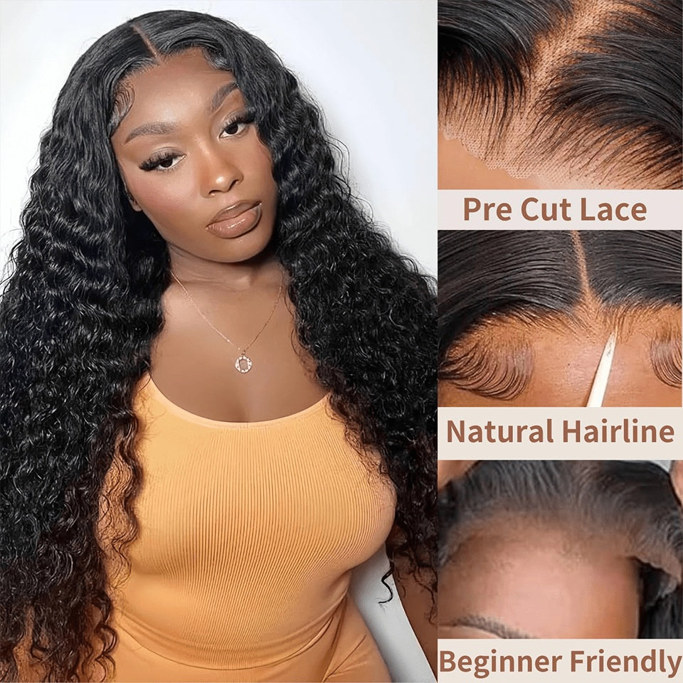Glueless Wigs Human Hair Pre Plucked Pre Cut 250 Density Loose Deep Wave Wig Glueless Wigs for Women Loose Wave Lace Front Wigs Human Hair