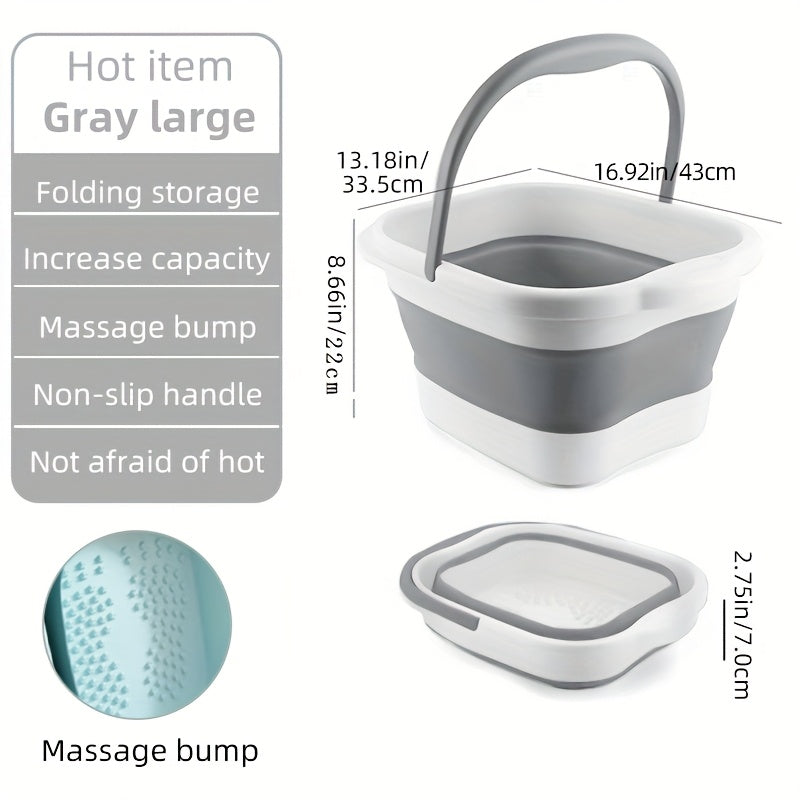 Foldable Foot Bath - Durable Portable Spa Bucket with Handle, Space Saving Design for Home, Salon and Travel - Easy to Wash Foot Bath Bucket and Clothing Basket, Sturdy Construction
