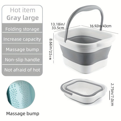 Foldable Foot Bath Spa Bucket Portable Collapsible Pedicure Basin — 3.96 Gal, Sturdy Handle, Space-Saving, Easy to Clean, for Home Salon & Travel, Multiple Colors