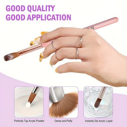 Acrylic Nail Kit 120g Complete Starter Set - Pink Peach Crystal Powder Monomer Liquid Nail Brush Forms 10pcs for Nail Extensions Salon Home