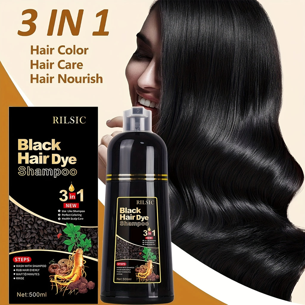 2pcs Hair Dye Shampoo For Grey Hair, 16.91oz Herbal Natural Hair Dye 3 In 1, Instant Hair Colour Shampoo, Plant Squalene Hair Shampoo, Hair Dye Hair Color Shampoo Coloring In Minutes For Women Men