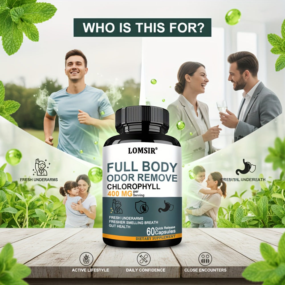 [Green Complex 60 Capsules] Chlorophyll Capsules 400 Per Serving, Green Complex with Matcha Green Tea, Apple Cider Vinegar, Peppermint, Sage & Aloe Vera, 60 Capsules