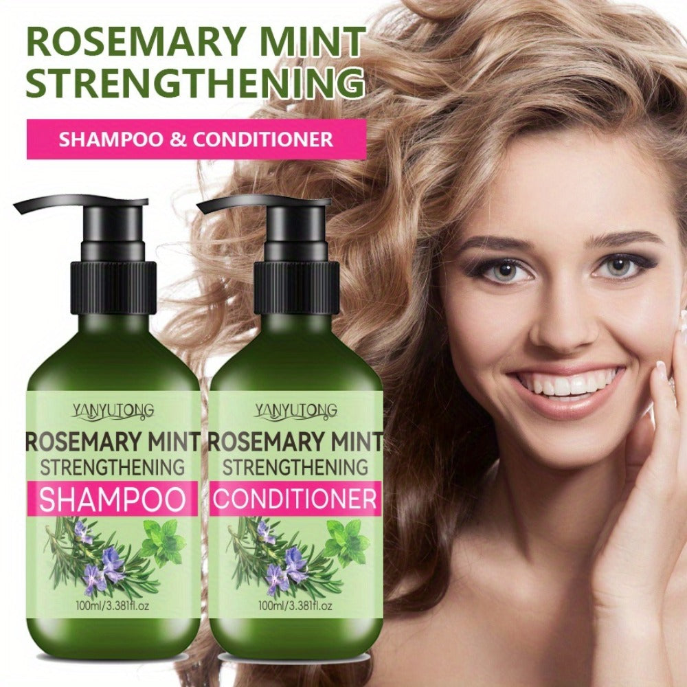 Rosemary Mint Shampoo & Conditioner with Rosemary Extract — Moisturizing, Strengthening Hair Care for All Hair Types, Unisex, Available as Shampoo, Conditioner or Set