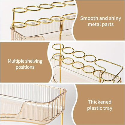 Bathroom Counter Organizer 2-in-1 Corner Shelf 2-Tier 3-Tier Space-Saving Makeup Skincare Storage with Brush Holder No-Tool Install Portable Vanity Dresser Kitchen