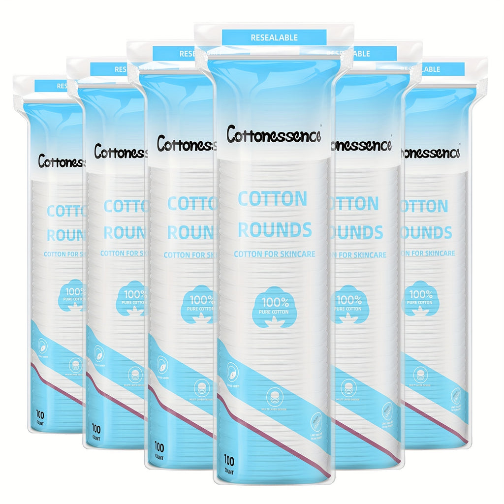 [Makeup Remover Pads] Cottonessence 600count Exquisite Makeup Rounds,Soft,Hypoallergenic and absorbent, 360-degree circular locking edge,Lint-Free Edge Sealing,Unscented,,Makeup Remover Pads, disposable pads for beauty and the delicate girls