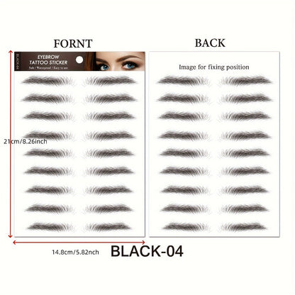 Eyebrow Tattoo Stickers 6D Waterproof Sweat-Proof 8 Pcs, Natural Look Realistic Eyebrow Temporary Tattoos Quick Apply for Women Girls, Semi Permanent Eyebrow Stamp Stencil