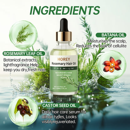 Rosemary Hair Oil with Batana & Castor Seed Oil - Anti Frizz Lightweight Scalp Treatment for Damaged Hair Volume Boost Strengthening Nourishing Hair Growth Oil for Women Men 50ml