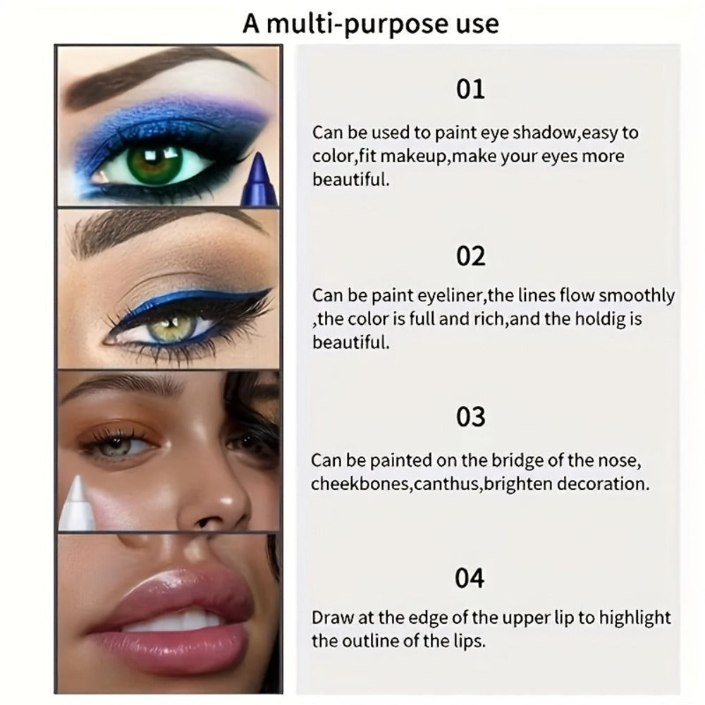 Eyeliner Pencil Set 12 Colors 2-in-1 Eyeliner Eyeshadow Matte Waterproof Long Lasting Eye Makeup Kit Easy to Apply for All Looks