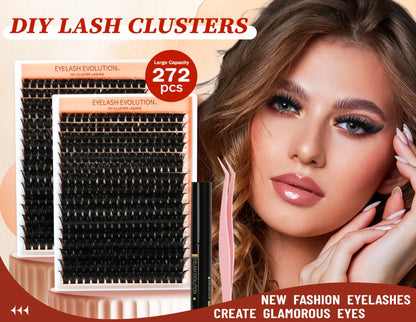 100D Cluster Lash Extensions DIY Kit Volumised Single Cluster Lashes Soft Reusable Individual Lash Extension Set for Full Thick Dramatic Lash Look Thick Style