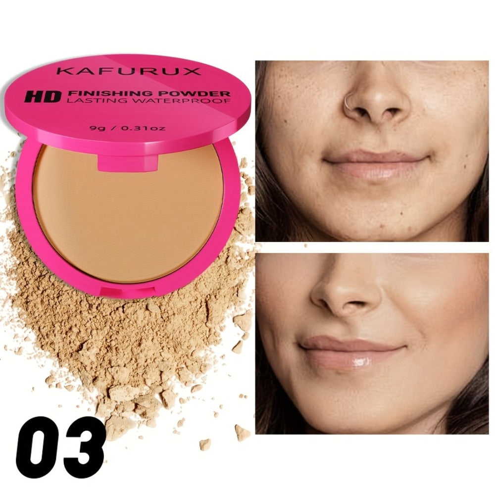 Pressed Powder Foundation 2PCS Set – Lightweight, Waterproof & Sweatproof Concealer Makeup, Non-Sticky Non-Drying Formula, Long-Lasting Coverage for All Skin Types, 5 Shades