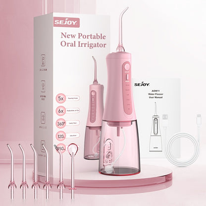 Water Dental Flosser Oral Irrigator — 5 Modes, 6 Tips, IPX7 Waterproof, 350ml Cordless Rechargeable Water Flosser for Braces, Bridges, Travel & Home Teeth Cleaning