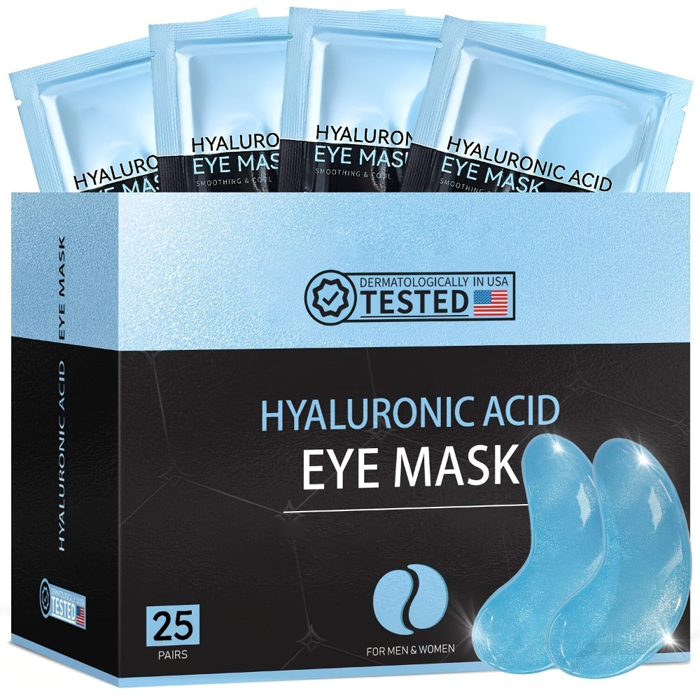 Under Eye Mask Patches 25 Pairs – Caffeine, Hyaluronic Acid & Aloe Vera Collagen Eye Masks for Dark Circles, Puffiness & Deep Hydration | All Skin Types, Men & Women