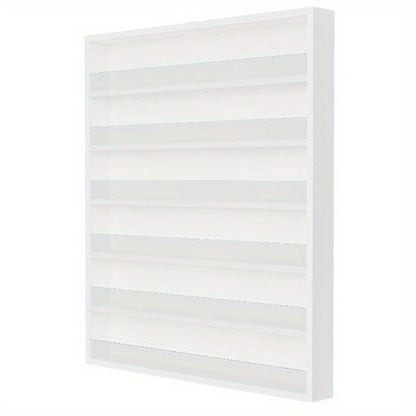 Nail Polish Rack Wall Mount 6 Layers Holds 120 Bottles - Nail Polish Organizer with Acrylic Baffles Large Nail Varnish Display Shelf for Salon Home White Black