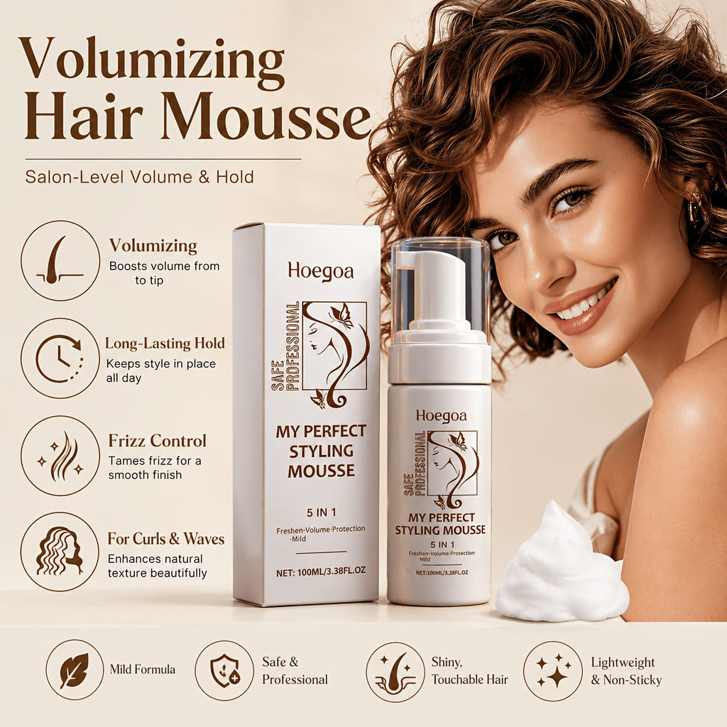 Hair Styling Mousse 100ml/3.38fl.oz, Mint Extract, Hyaluronic Acid, Mild Ingredients, Lasting Styling And Moisturizing, Make Hair Look Good All Day Long, Gift for Women, Mom, Girlfriend