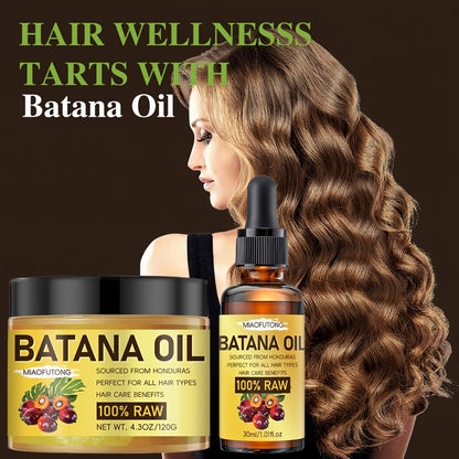 Batana Oil for Hair Growth 2pcs Set — Natural Honduran Hair Treatment Oil for Dry Damaged Hair Moisturizing Strengthening Shine-Boosting Scalp Nourishment Promotes Fuller Healthier Hair