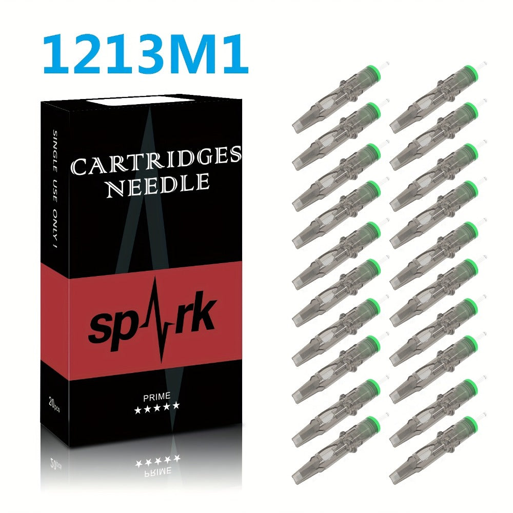 20pcs/box SPARK Tattoo Disposable Cartridge Needles, 12 Series Tattoo Needle For Tattoo Artists And Beginners Type: RS/RL/M1/CM