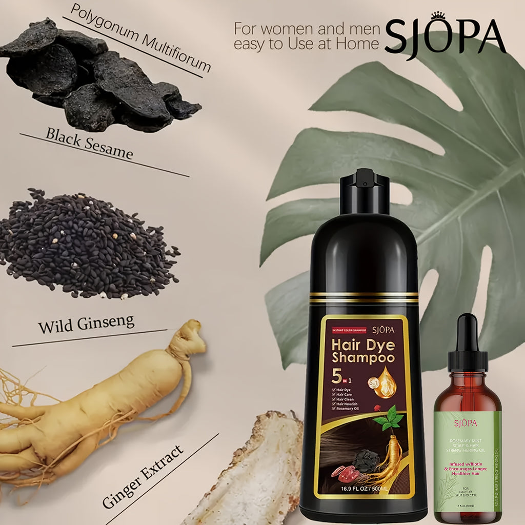 SJOPA 5-In-1 Color-Dyeing Shampoo, Instant Color-Dyeing Conditioner, 16.9 Oz. Safe And Natural Color-Dyeing Shampoo Serum, No Pungent Smell, Unisex, Best Valentine'S Day Gifts
