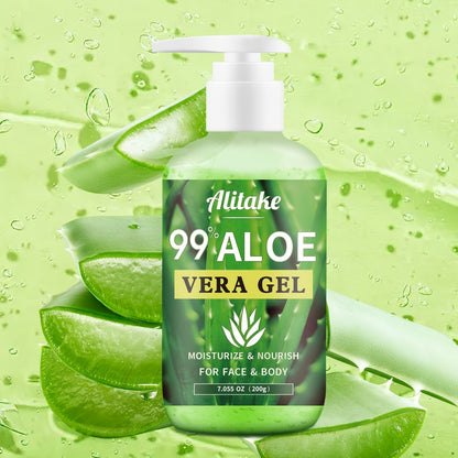 Aloe Vera Gel 99% Pure 200ml/7oz – Lightweight Non-Sticky Natural Hydrating Gel for Face, Body, Hair & Scalp, Fresh-Harvested Within 12 Hours, Soothing Moisturizer for All Skin Types