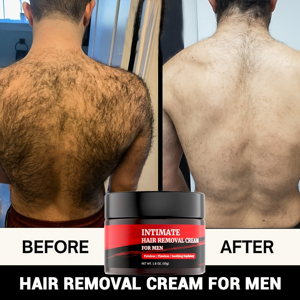 5-Minute Fast-Acting Men's Intimate Hair Removal Cream - Painless Depilatory for Sensitive Areas, Chest, Back, Arms & Legs - Gentle & On Body Coarse Hair - HardBird Professional Hair Remover - 1.8oz (50 g)