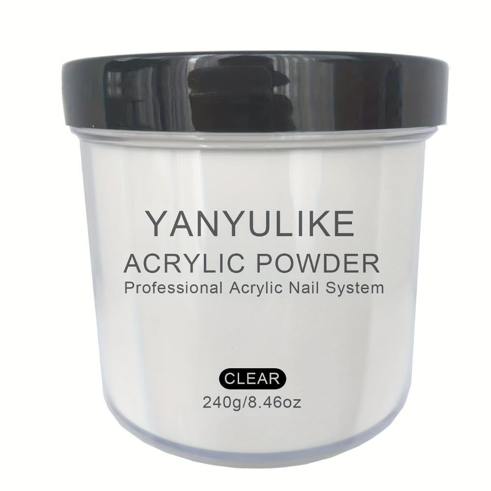 Professional 8oz Acrylic Nail Powder for Instant Nails- No/ Lamp Required, Quick- Powder Suitable for Extensions, 3D Nail Art & Carving (Transparent, White, Pink, Naked Beige)