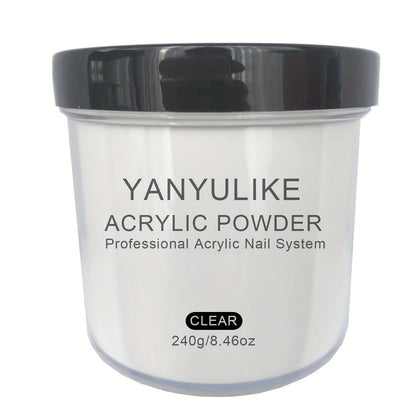 Acrylic Nail Powder 8oz Professional - No Lamp Required Clear Pink Nude White for Extensions 3D Nail Art & Carving - Fast-Set Salon Quality Powder for Beginners & Techs