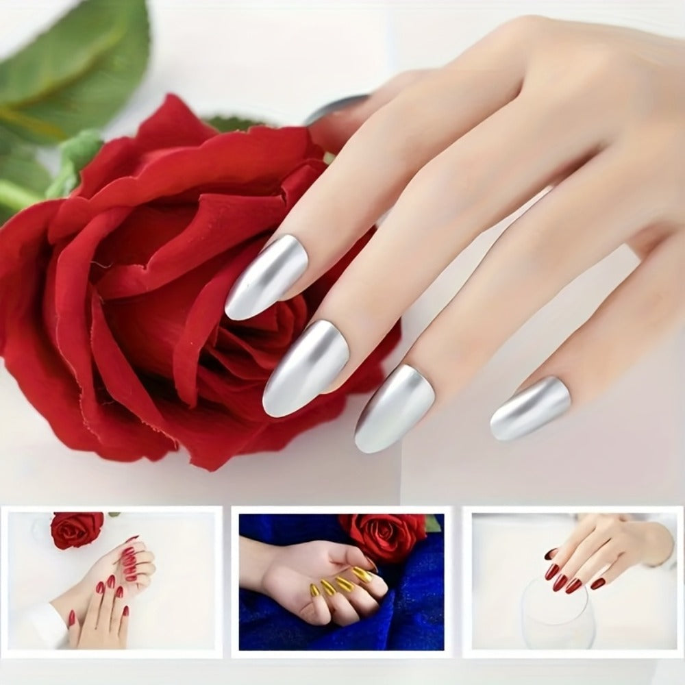 Metallic Nail Polish Set 12PCS Mirror Chrome 3D Effect Nail Art Colors - Built-in Fine Brush Metal Paint for Salon DIY Nail Design Manicure Gift