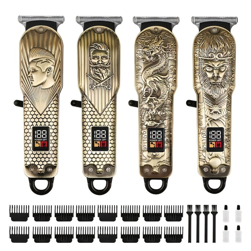 9pcs Hair Clipper Set + 1 Fashionable Elegant Belt, Electric Digital Hair Clipper, Trimmer, Rechargeable, Professional For Salons, Elegant Belt, Suitable For Both Men And Women, The Perfect Gift For Christmas And Halloween