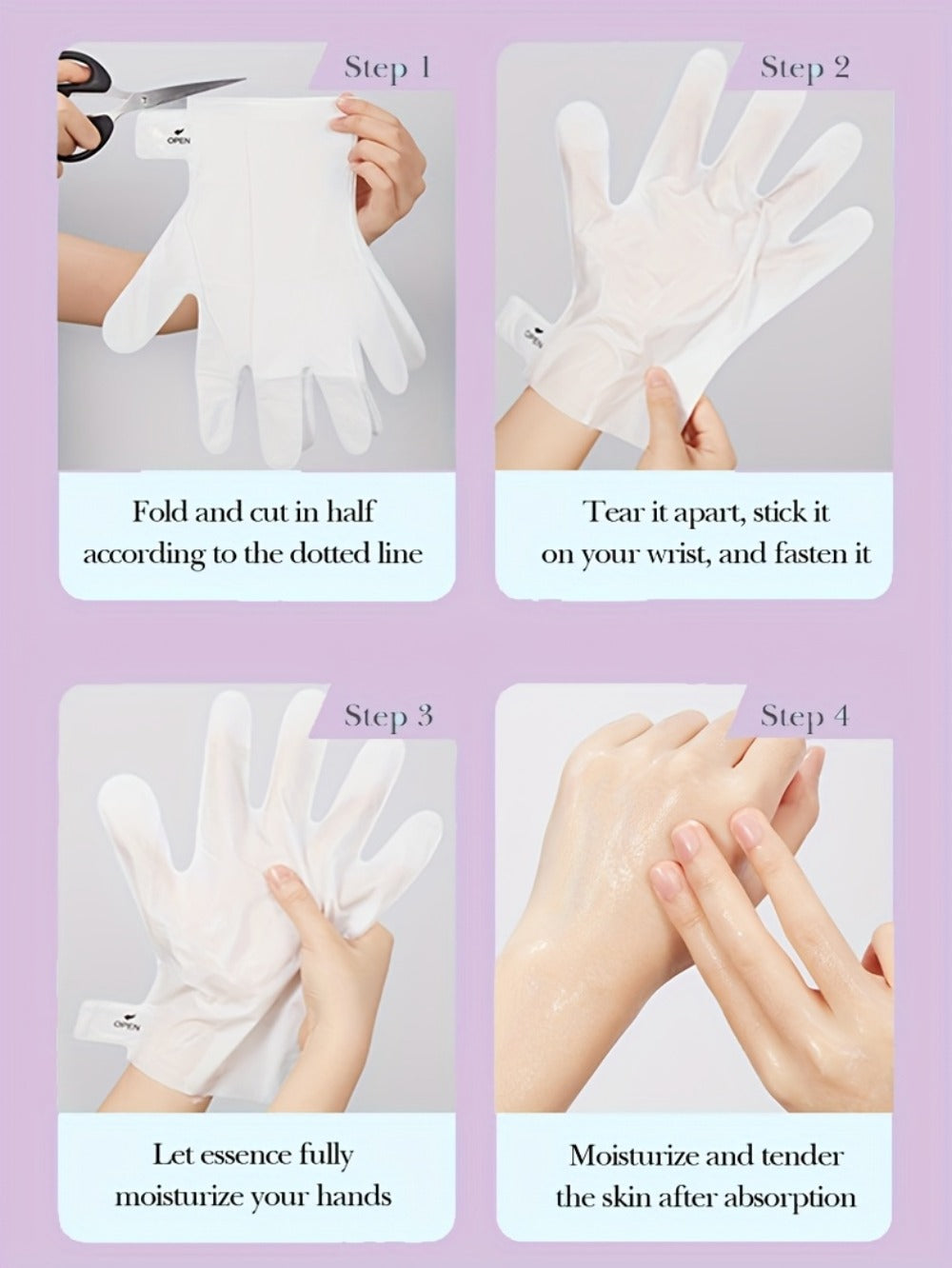 4/8 Pairs SADOER Lavender Hand Mask - Moisturizing, Hypoallergenic, Natural Essential Oils, Ideal for Home, Business, Travel - Purple, Independent Packaging, Perfect Gift, Hand Spa Mask