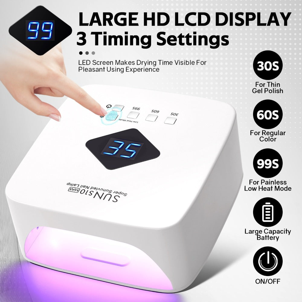 Nail Tech Supplies 30 LED 3 Timers Nail Lamp Fast Nail Gel Porfessional Safe Rechargeable Portable Wireless Nail Polish Dryer