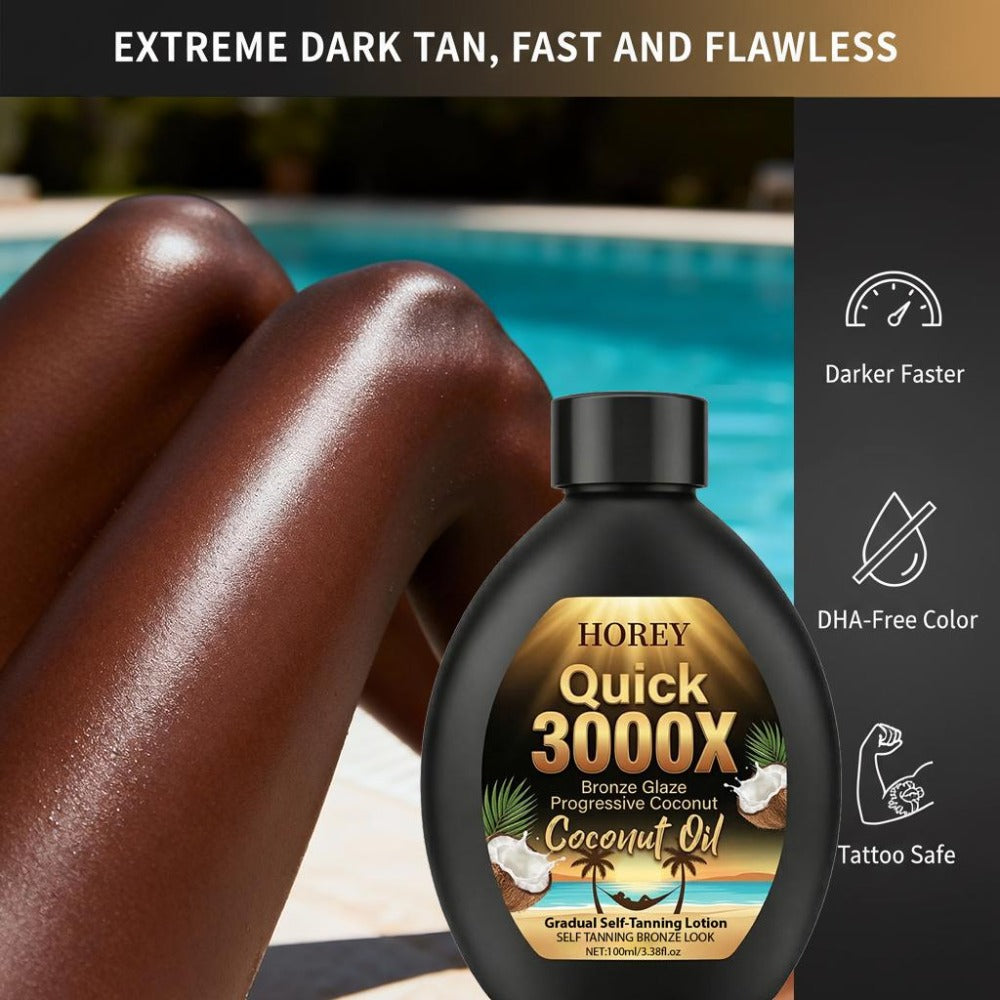 Self Tanning Lotion 100ml Coconut Extract Gradual Sunless Tanner - Natural Sun-Kissed Glow Moisturizing Self Tanner Body Lotion for Women Men Summer Tan 3000X