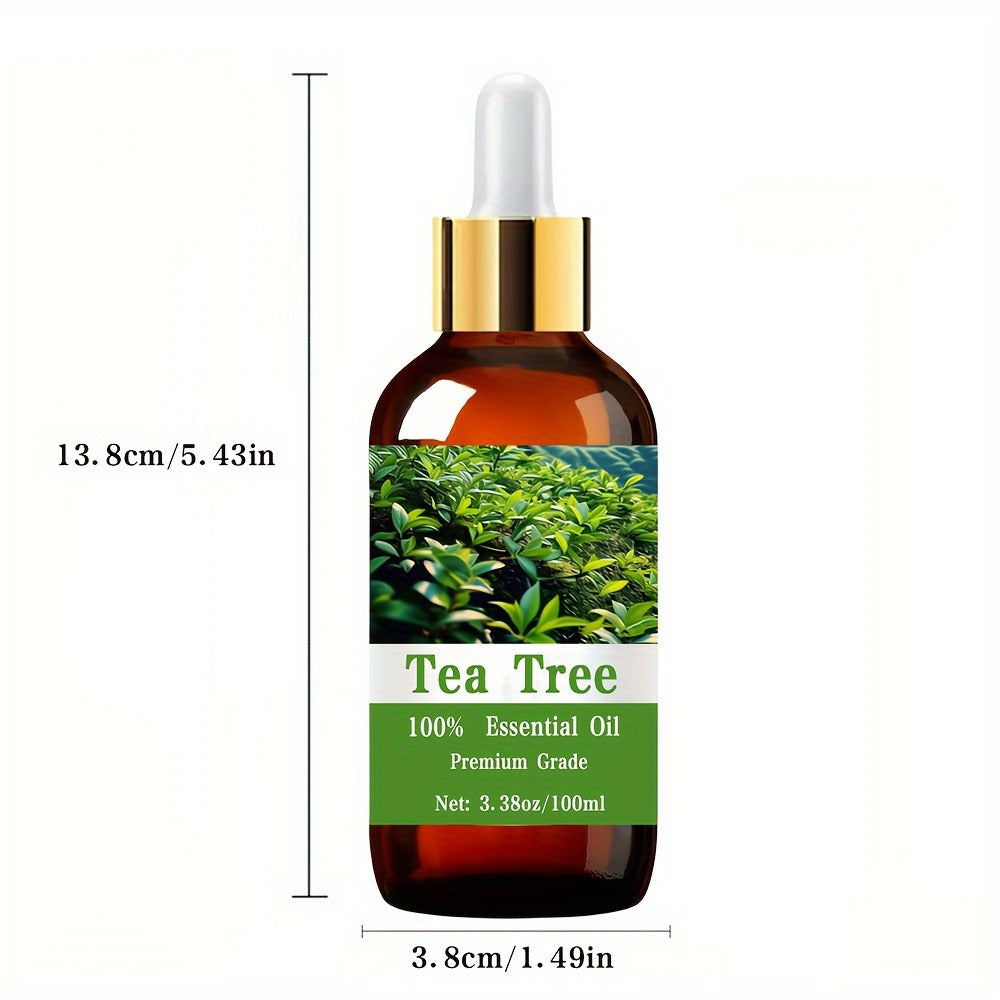 Tea Tree Essential Oil, 100ml/3.38fl.oz, 100% Pure Care Grade for Nail, Hair & Skin Care, Massage, Moisturizing Massage Essential Oil for Men & Women, Meditation Gift, Perfect Christmas Gift