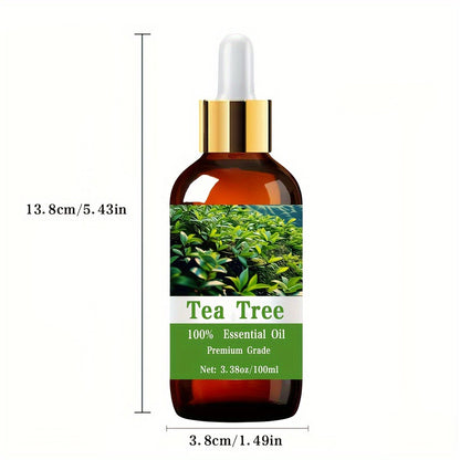 Tea Tree Essential Oil 100% Pure Natural for Nail Hair Skin Care Massage Moisturizing Aromatherapy Diffuser Men Women Gift 100ml 3.38oz