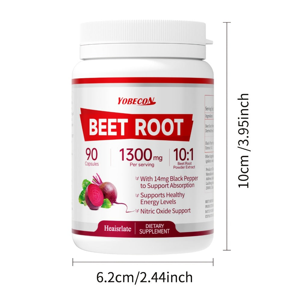 [Natural Nitric Oxide] Beet Root Capsules-1300mg High Strength Per Serving-Plant-Based Formula for Blood Flow, Intestinal Digestion, Energy & Circulation Support-Local Warehouse Vitamin Supplement, Vegetarian Capsules