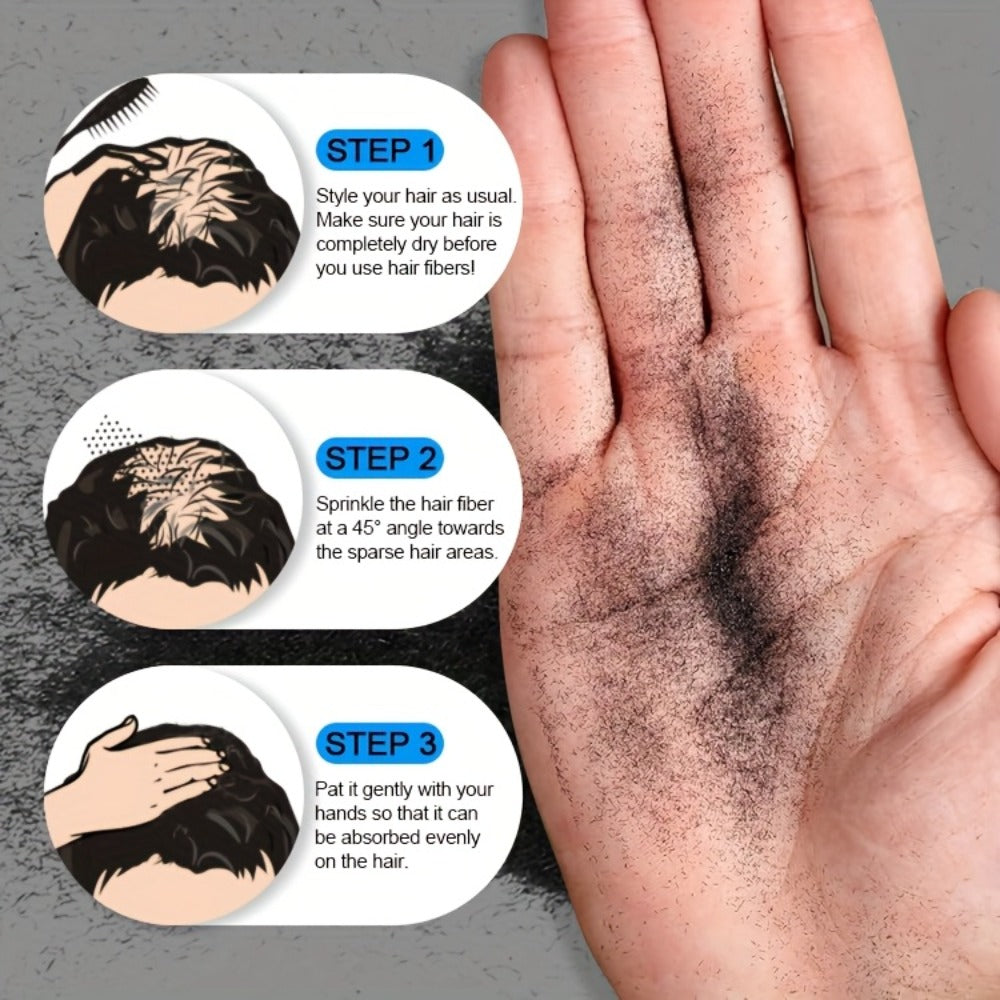 Hair Building Fibers Instant Thickening Powder for Thinning Hair — Natural Volume & Density, All-Day Hold, Washable & Non-Staining, 7 Color Options for All Hair Shades