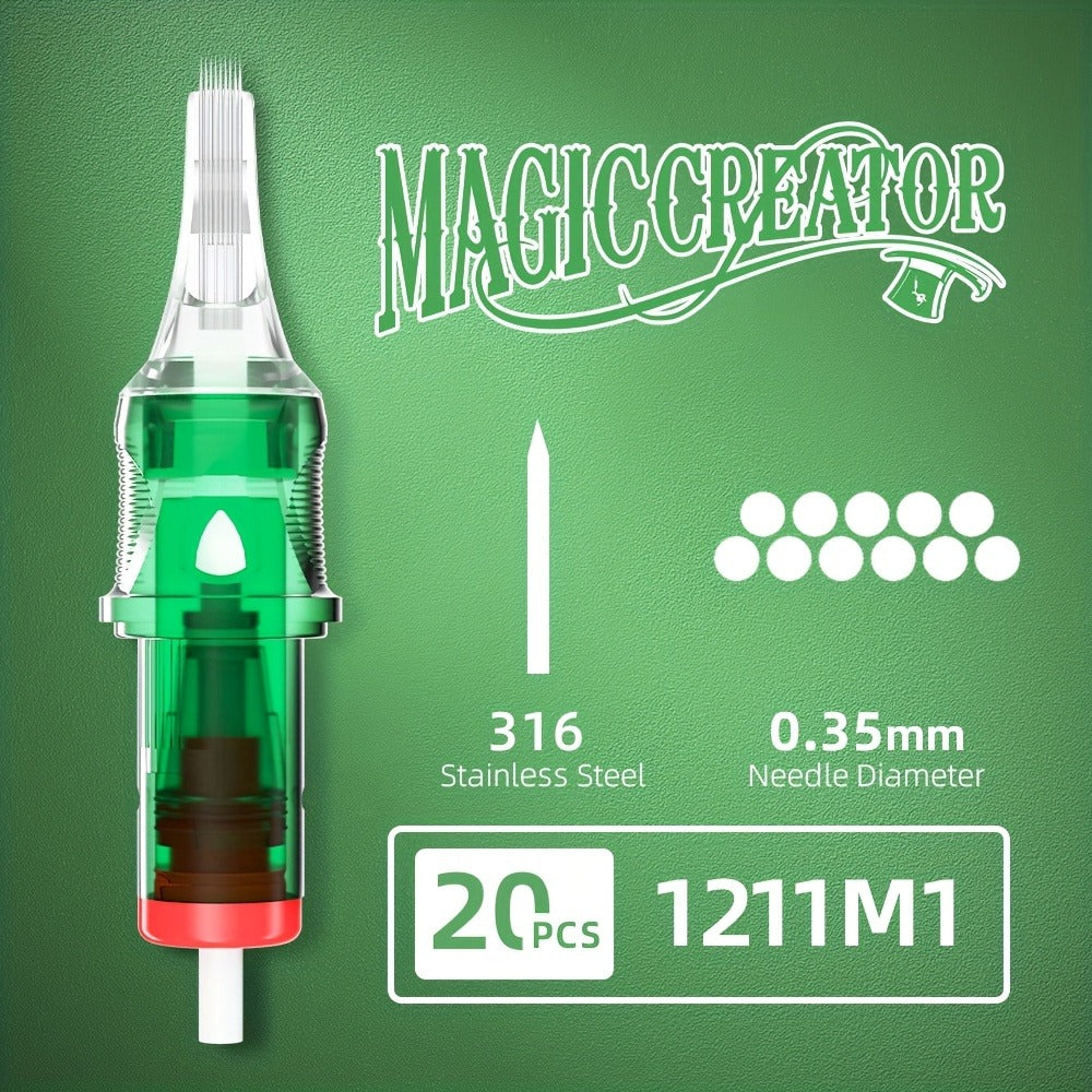 A Set of 20 Disposable Tattoo Needles for Magicians, Featuring High Transparency, Adjustable Lines, Various Gauges, Excellent Rigidity, Lasting Sharpness, And Ample Ink Capacity, Perfect for Both Professional Tattoo Artists And Novices