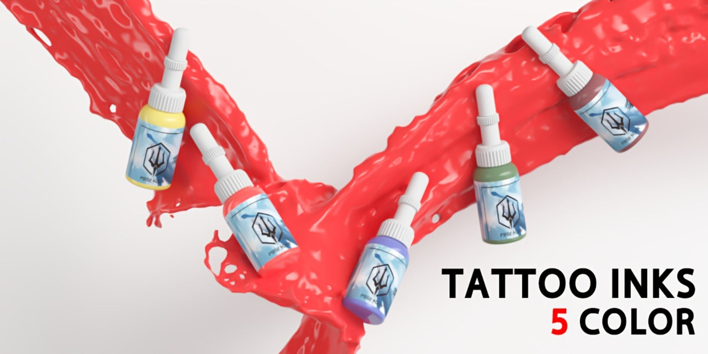 Wireless Tattoo Machine Kit for Beginners & Artists – POSEIDON Rotary Tattoo Pen 1200mAh Battery with 10 Cartridge Needles 6 Inks Practice Skin & Complete Tattoo Supplies Set