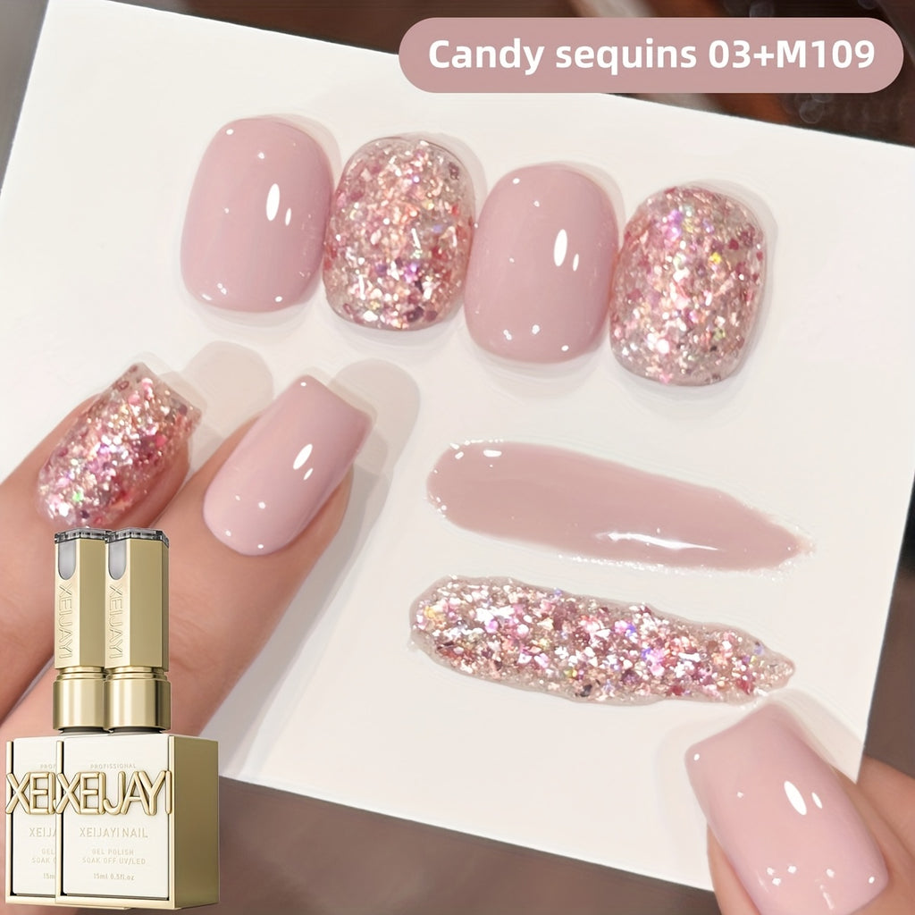 2025 Glitter Nail Trend: Holographic Nail Art with Sequin Colors, 0.51oz Magnetic Nail Gel Set for Salons, Women'S Fashion Nail Art Tools