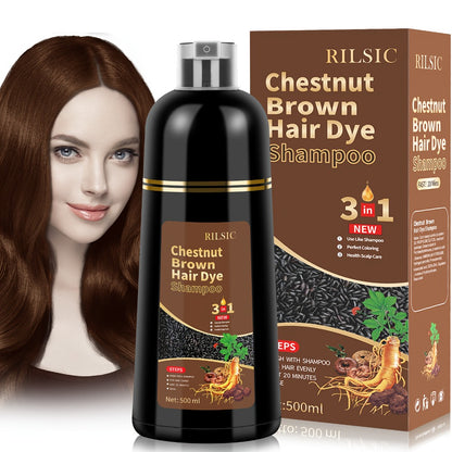 Hair Dye Shampoo 3-in-1 — RILSIC Instant Gray Coverage, Plant Squalene Natural Formula, 100% Grey Hair Color for Women & Men, 16.91oz