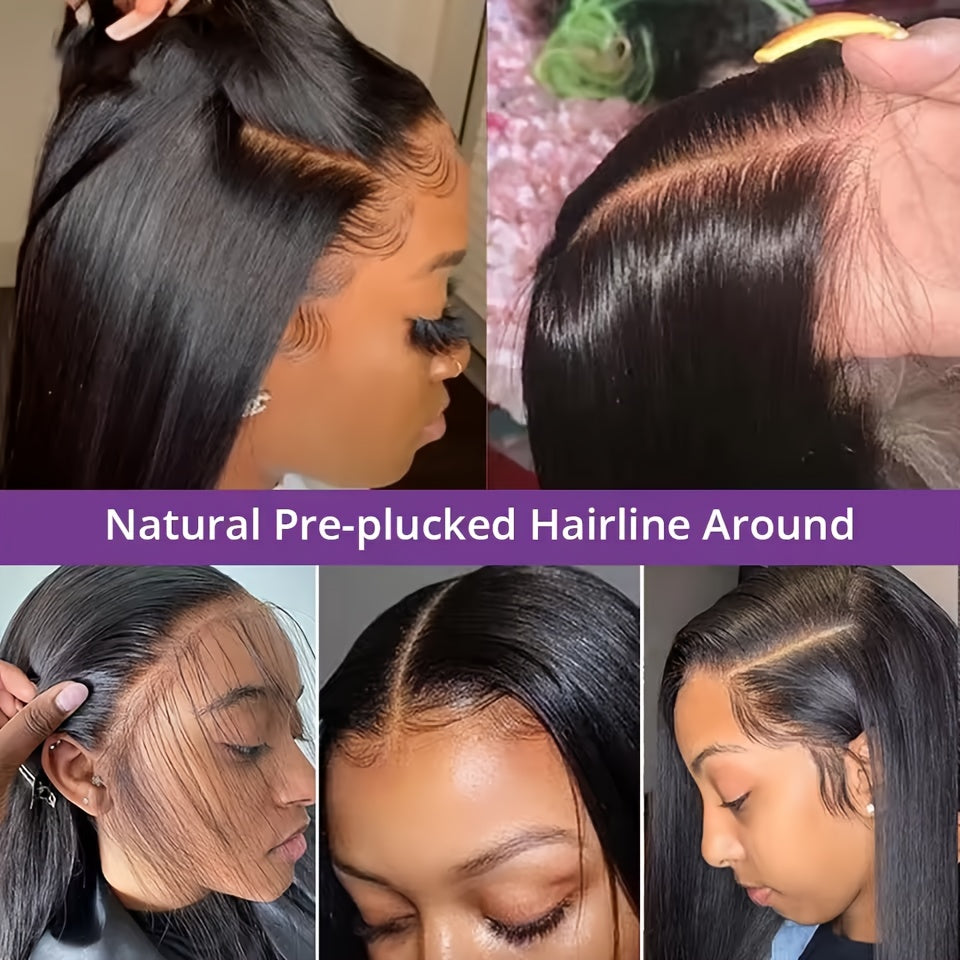 Pre Cut Glueless Wigs Real Human Hair Put on And Go Bone Straight Human Hair Wigs for Women Pre Plucked 6X4.5 Ready to Wear Instantly Without Glue 3 Seconds to Wear Glueless Wig 200 Density Transparent Lace Front Human Hair Wigs Halloween Costume