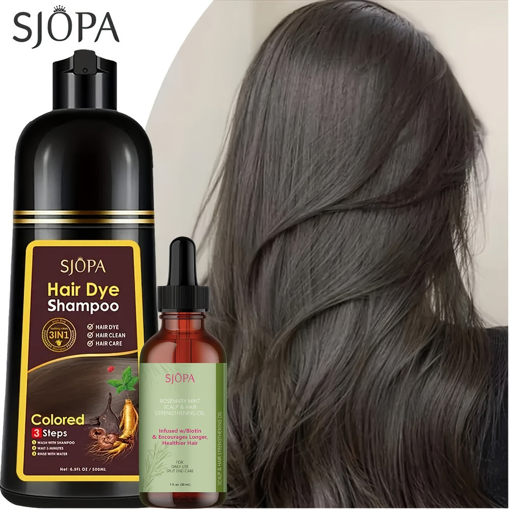 Hair Dye Shampoo Instant Color & Conditioning in One — Natural Formula, No Irritating Odor, Safe for Men & Women, 7 Colors Available, 16.9 oz / 500ml