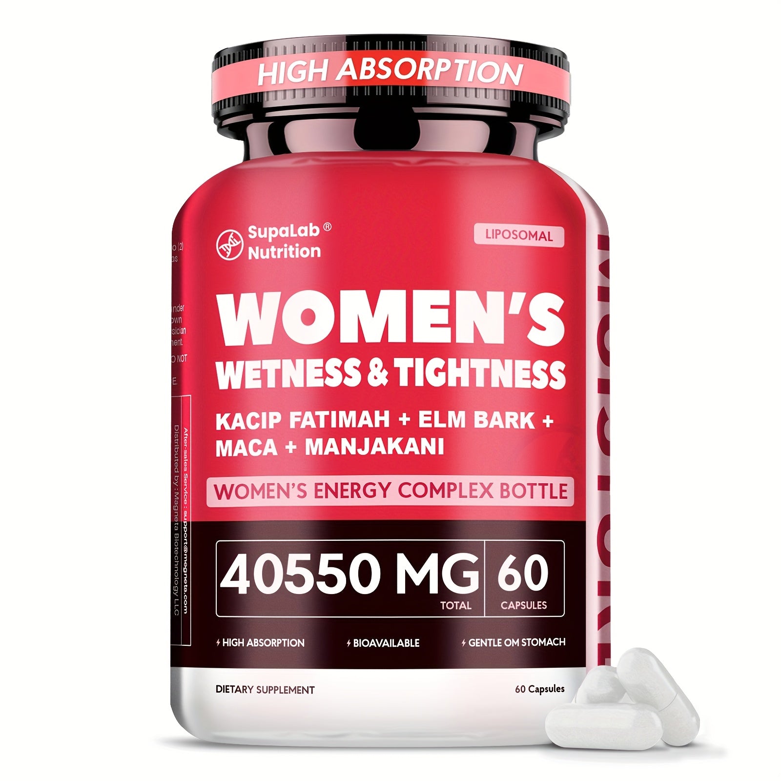 Women's WETNESS & TIGHTNESS Capsules - Natural Hydration & Elasticity, Comfort & Confidence, Postpartum Health- with Kacip Fatimah, Fenugreek, Slippery Elm, Manjakani, And Maca Root, 30 Servings
