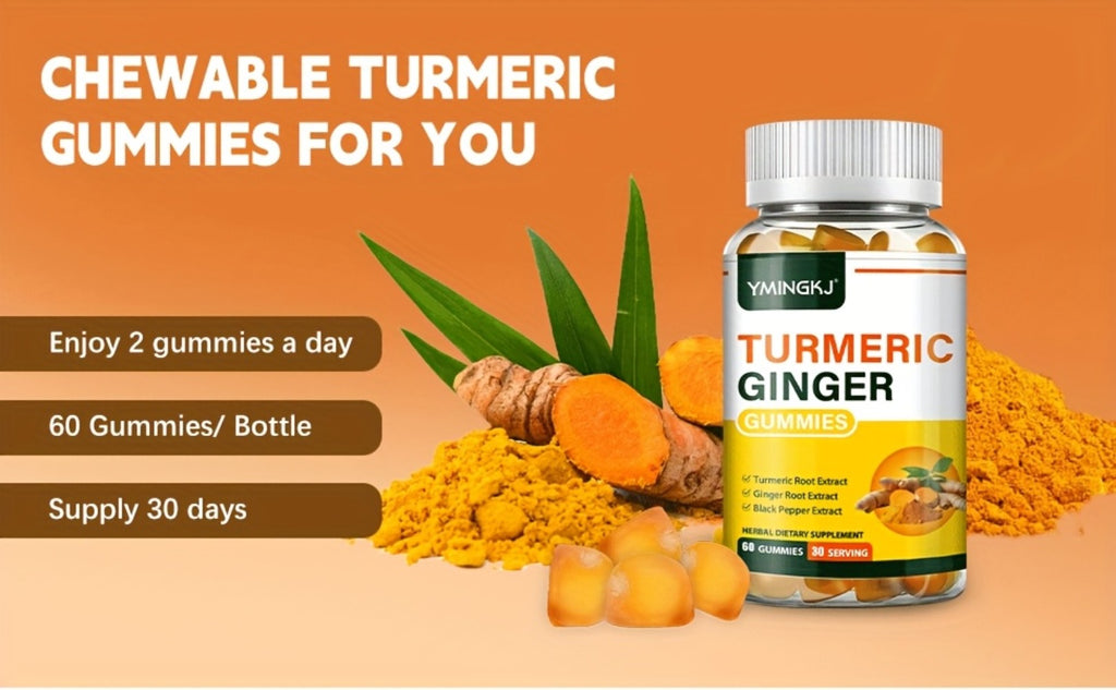 1 Bottle Containing 60pcs High Quality Turmeric Gummies It Contains High Quality Turmeric Black Pepper And Mint It Is A Turmeric Supplement with High Absorption Beneficial for Health